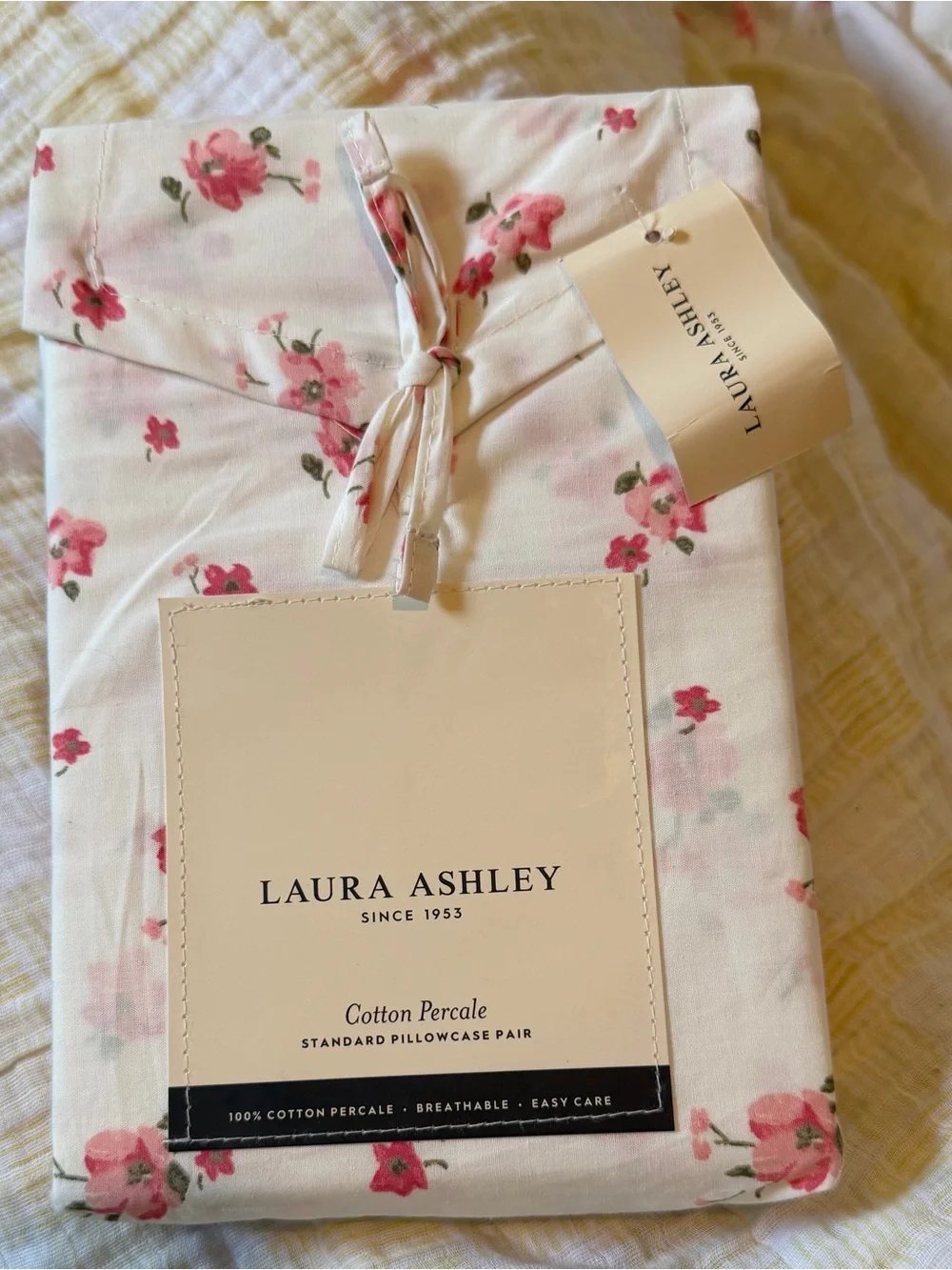 NWT ~ Laura Ashley Cotton Percale Floral Standard Set Pillowcases